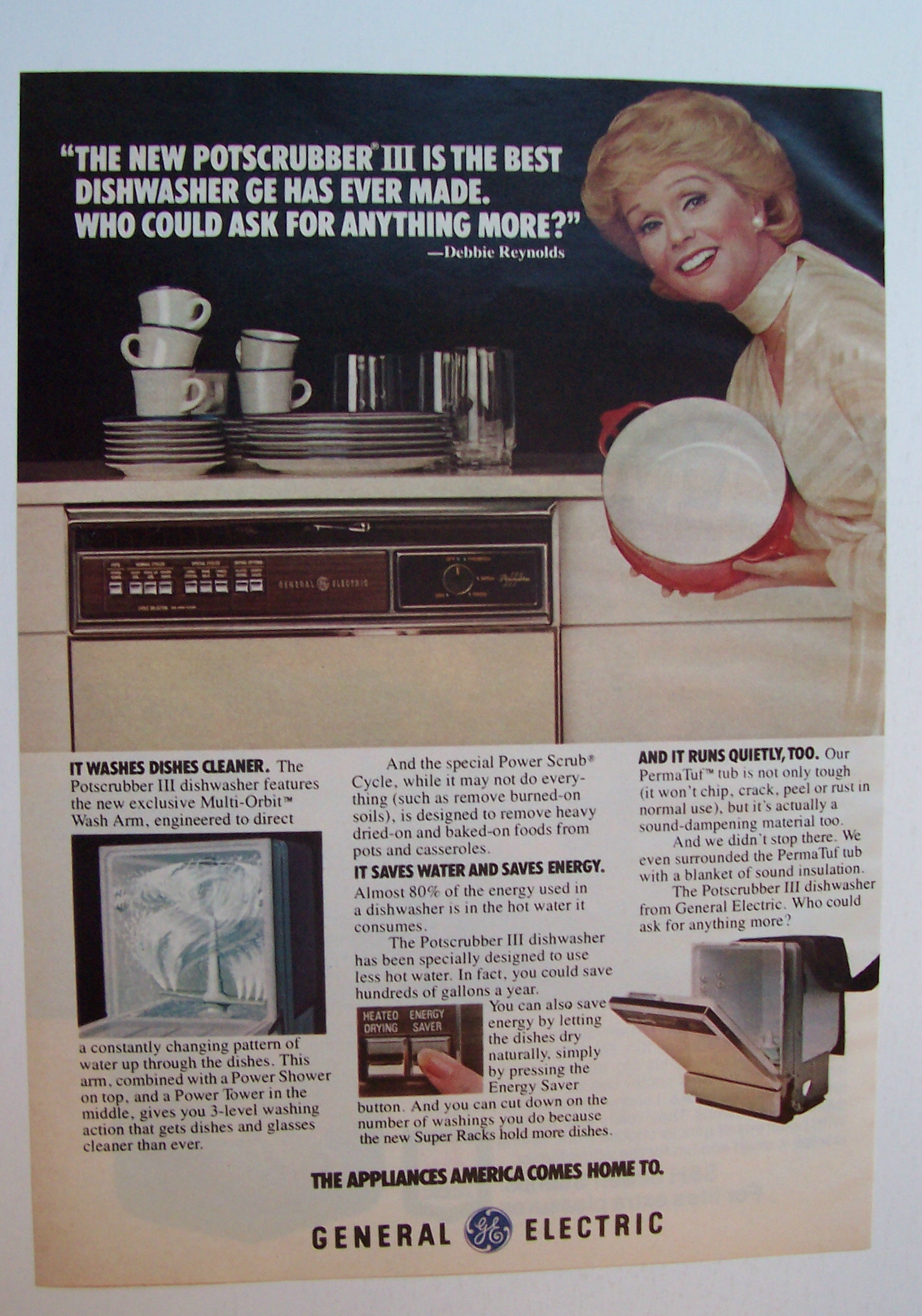 1978 GE Potscrubber III Dishwasher w/ Debbie Reynolds