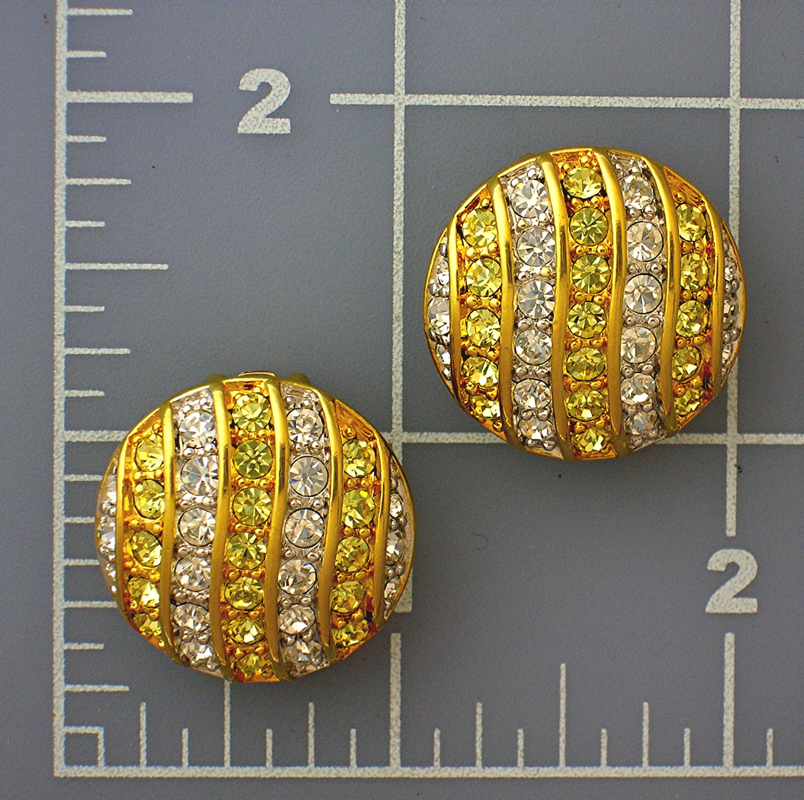 Earrings Kenneth J Lane Gold and Rhinestone Clip