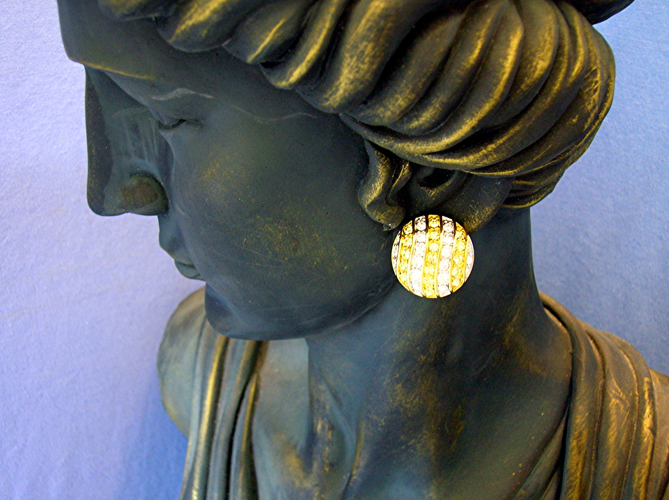 Earrings Kenneth J Lane Gold and Rhinestone Clip
