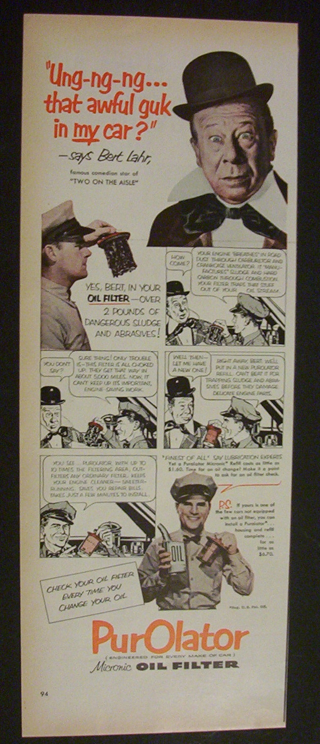1952  Purolator  Oil  Filter  with  Bert  Lahr