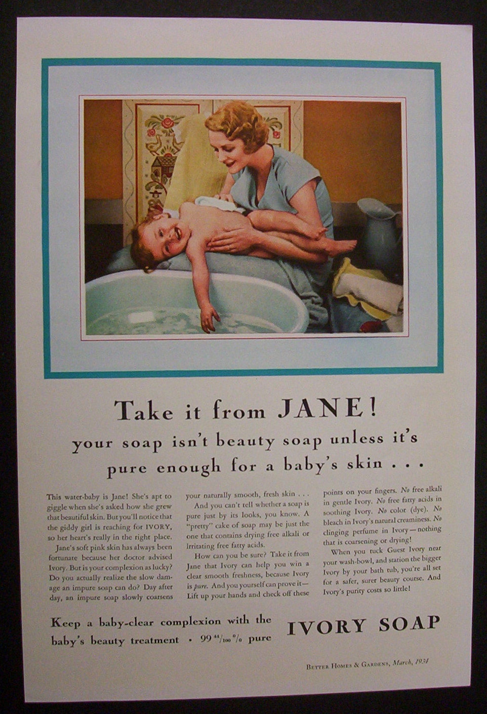 1934 Ivory Soap with a Woman Bathing Her Child