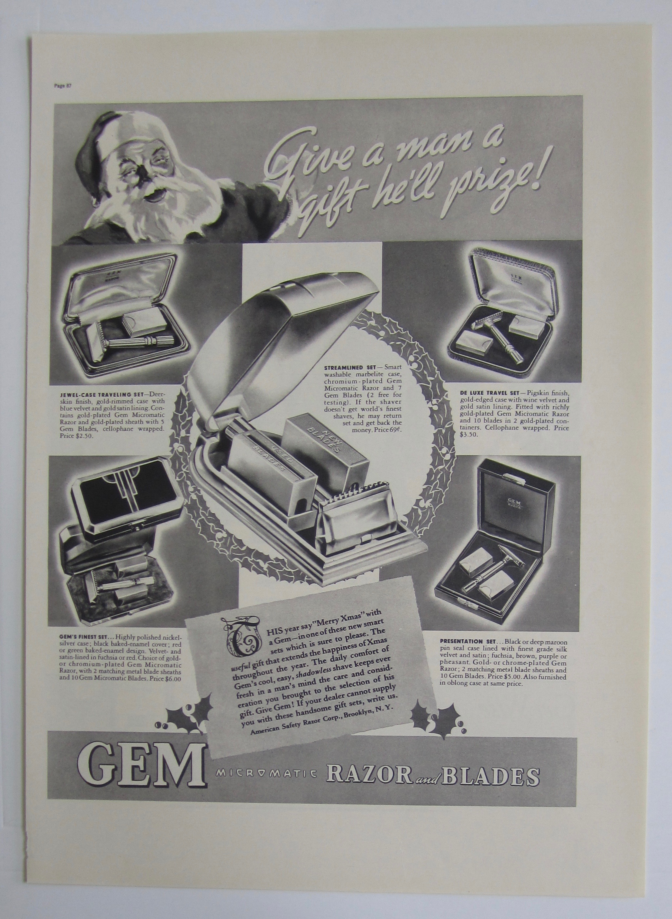 1937 Gem Razor & Blades with Santa Claus