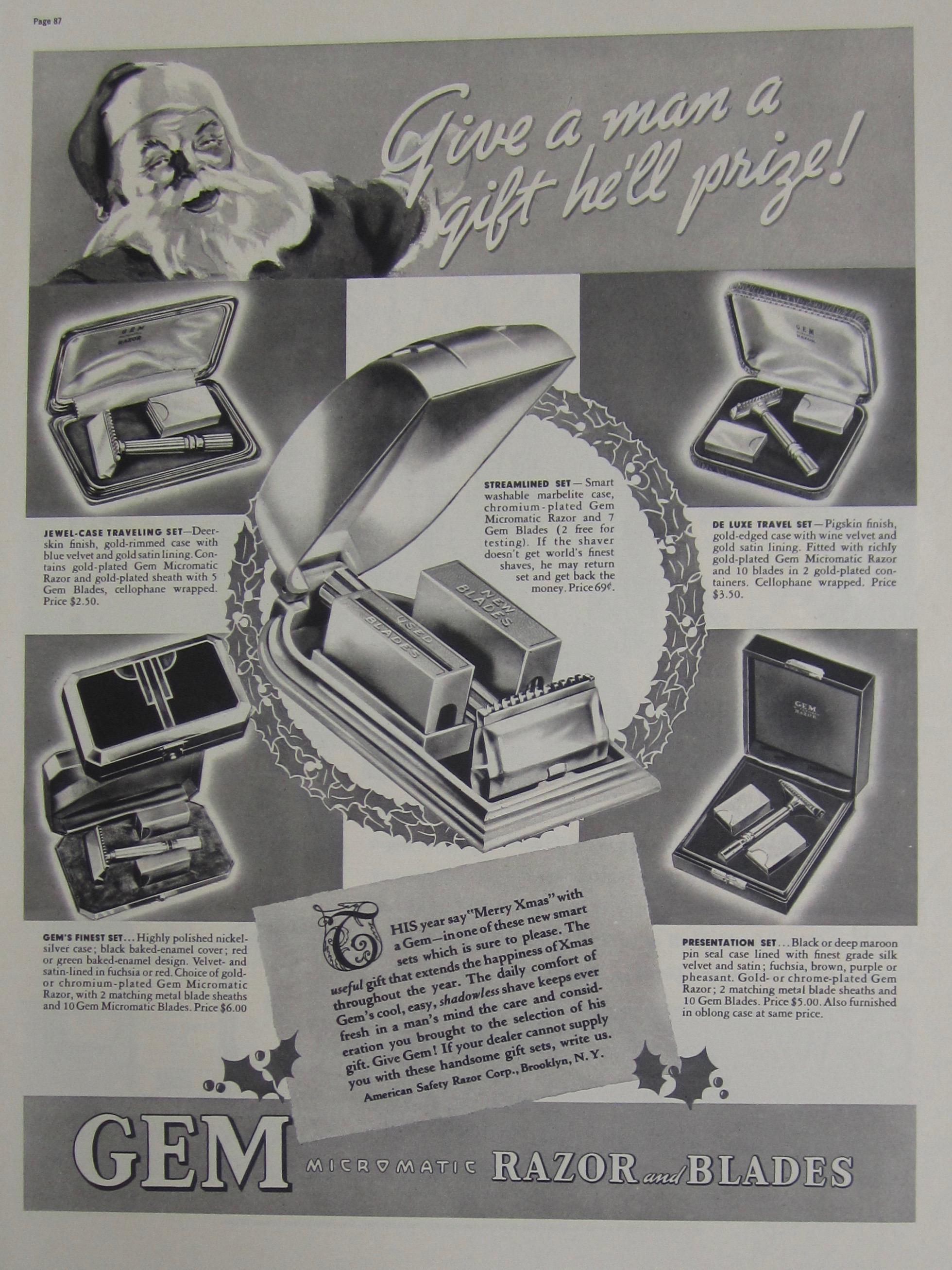 1937 Gem Razor & Blades with Santa Claus