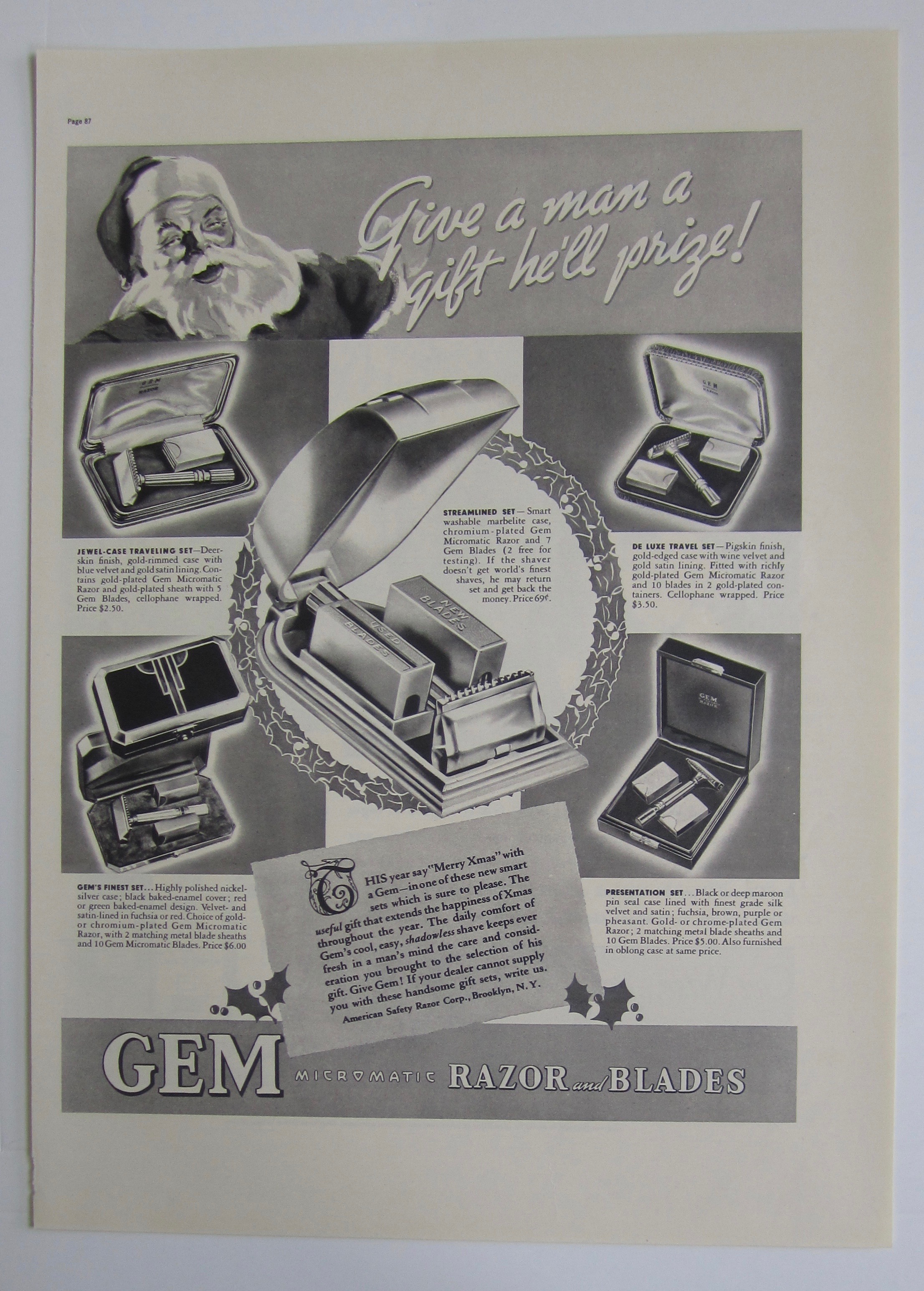 1937 Gem Razor & Blades with Santa Claus