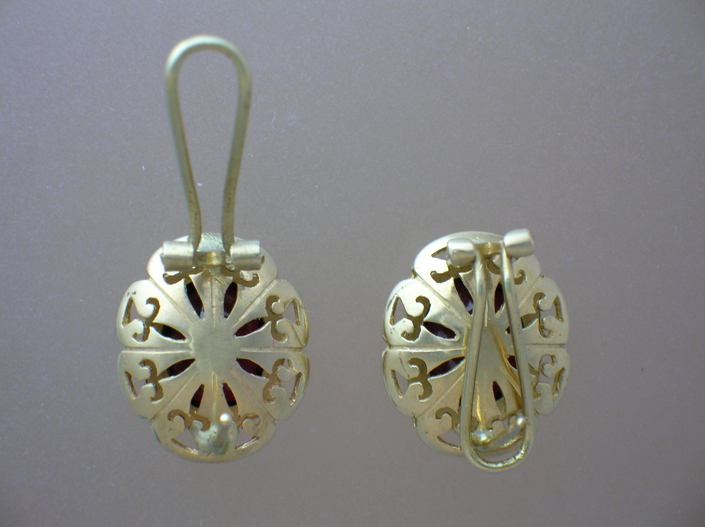 Earrings 10K Yellow Gold 3ct Each Garnet FrenchEarrings
