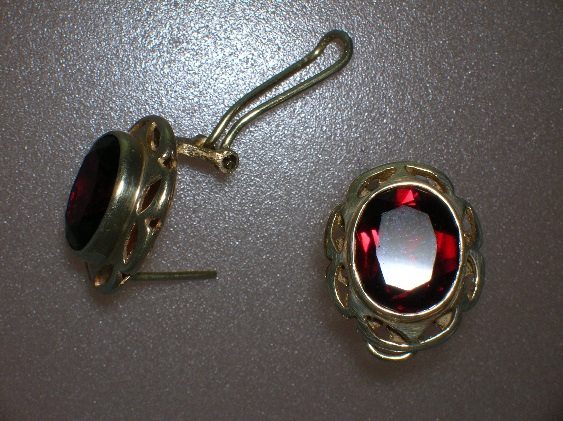 Earrings 10K Yellow Gold 3ct Each Garnet FrenchEarrings