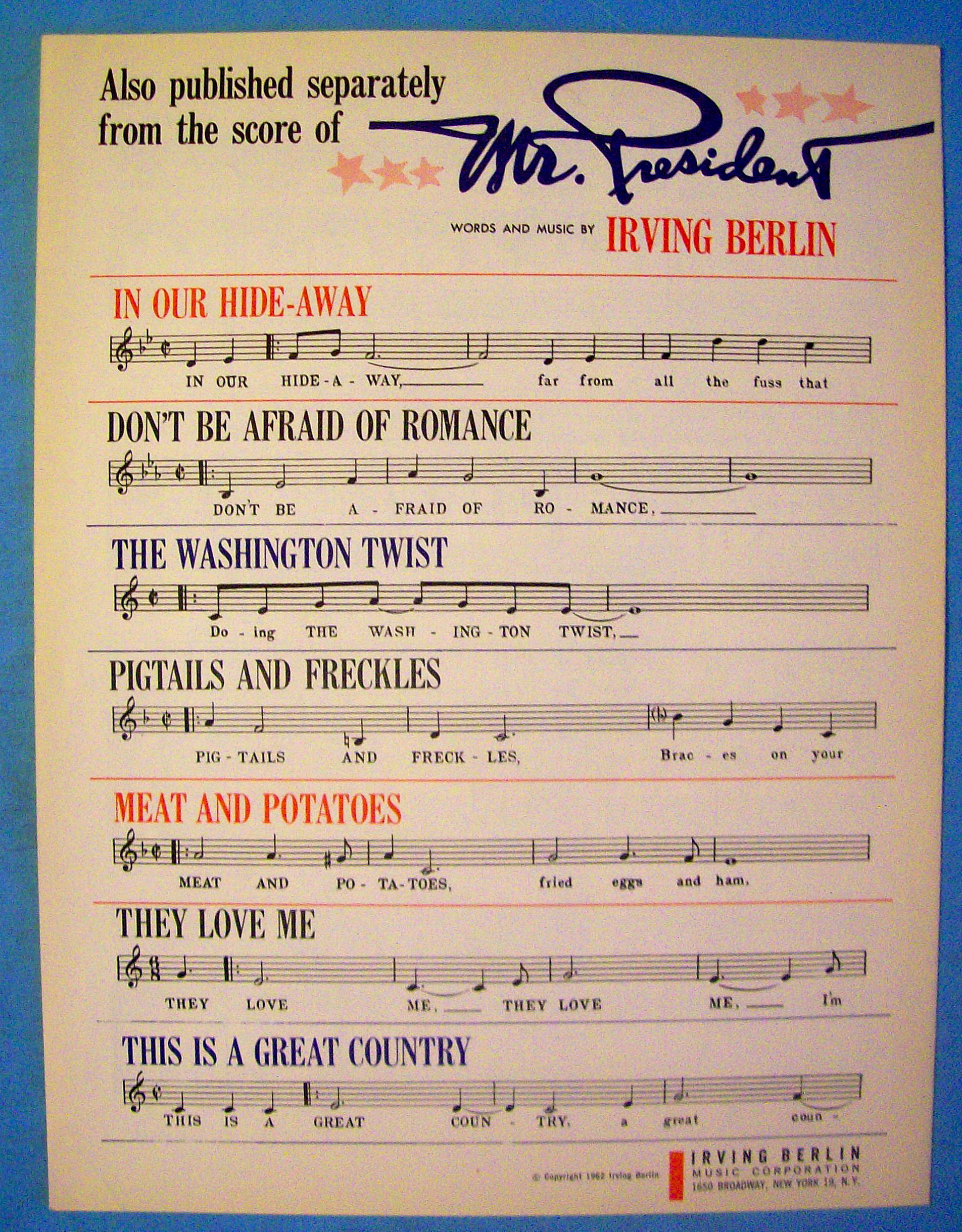 This Is A Great Country Sheet Music 1962 Irving Berlin