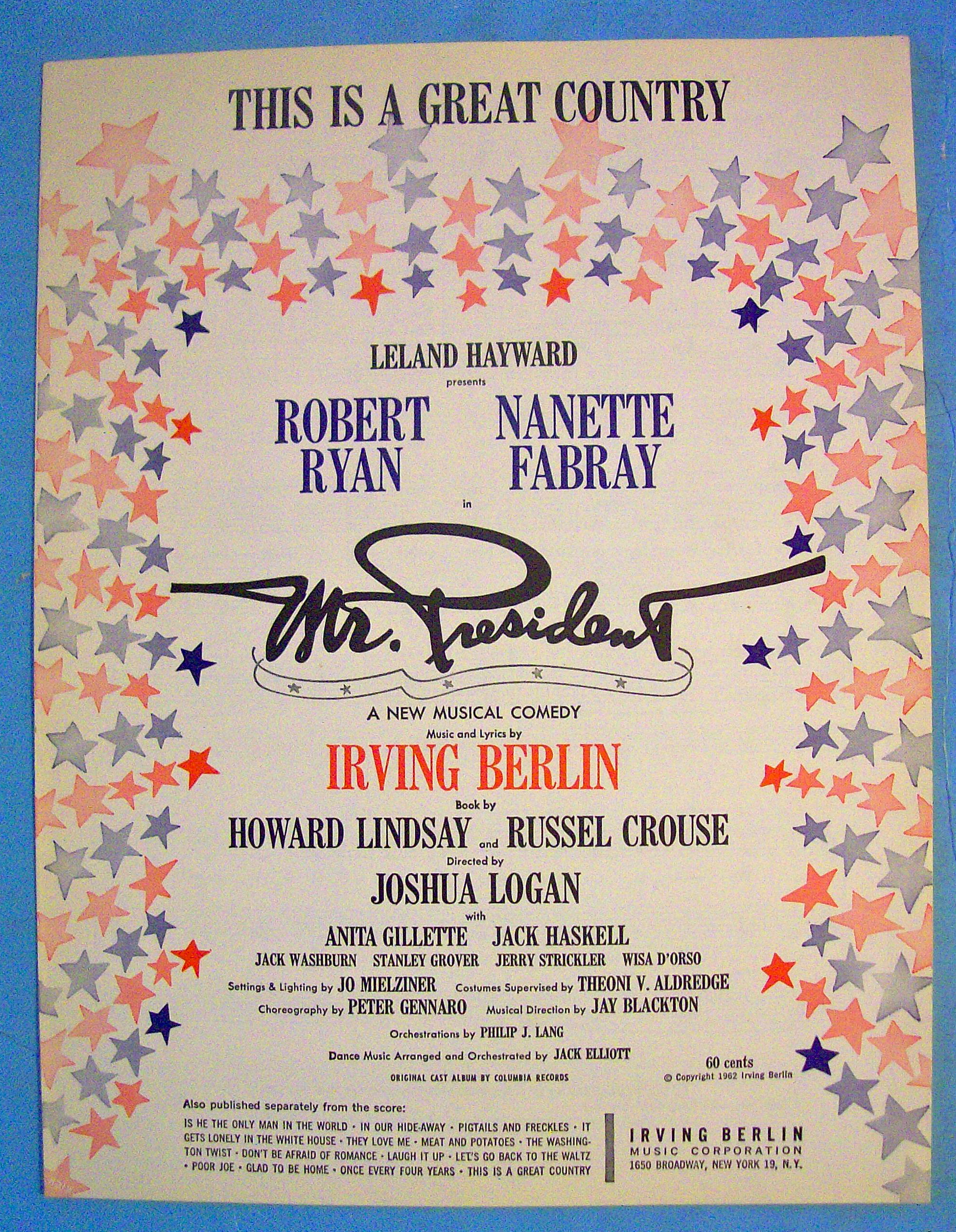 This Is A Great Country Sheet Music 1962 Irving Berlin