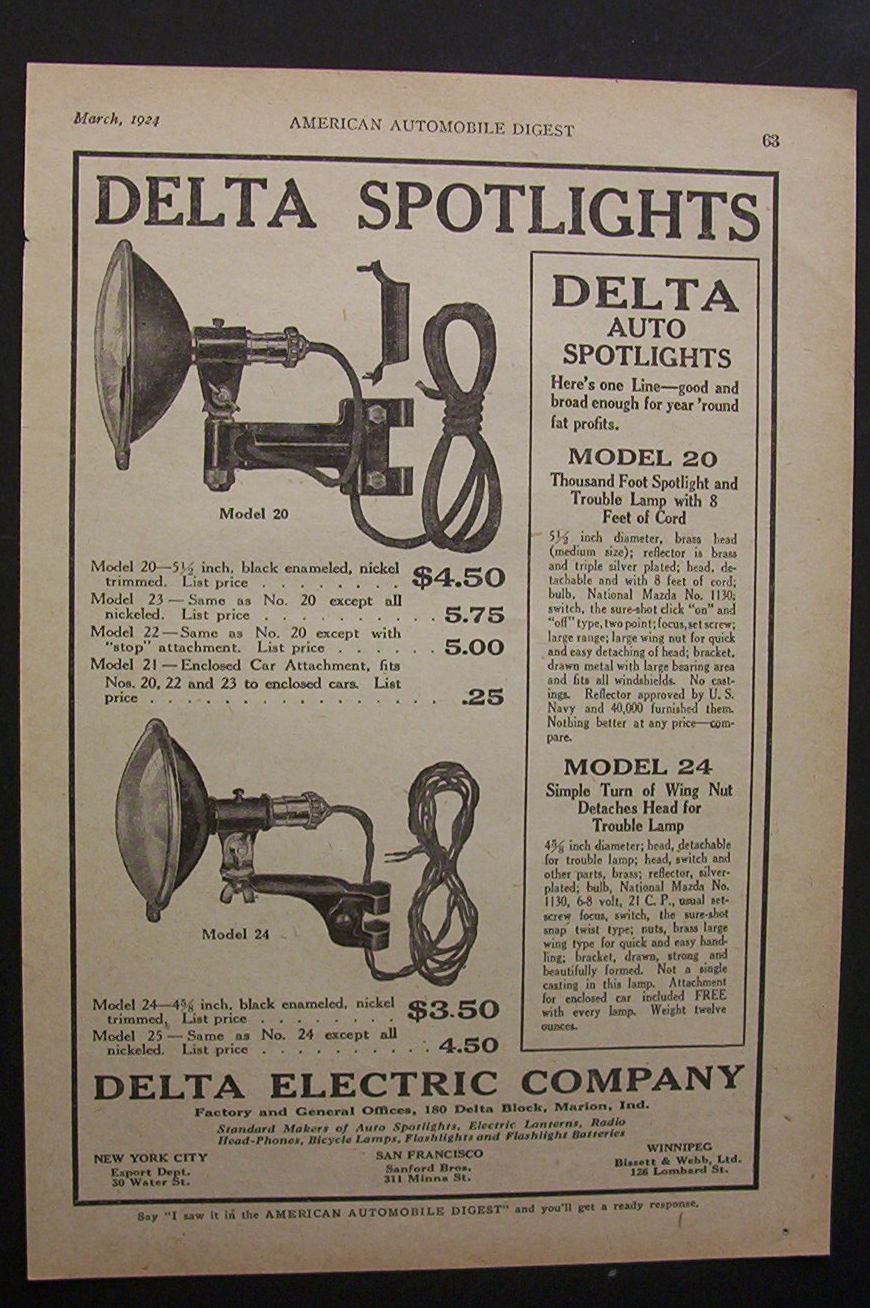1924  Delta  Spotlights