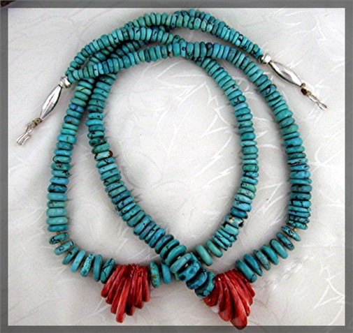 Santo Domingo Hand Crafted Turquoise Coral Necklace