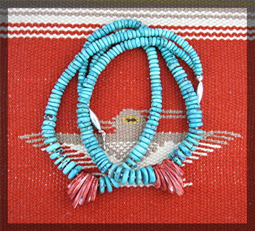 Santo Domingo Hand Crafted Turquoise Coral Necklace