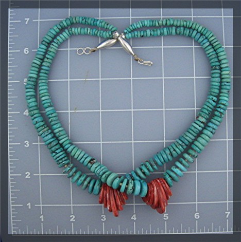 Santo Domingo Hand Crafted Turquoise Coral Necklace