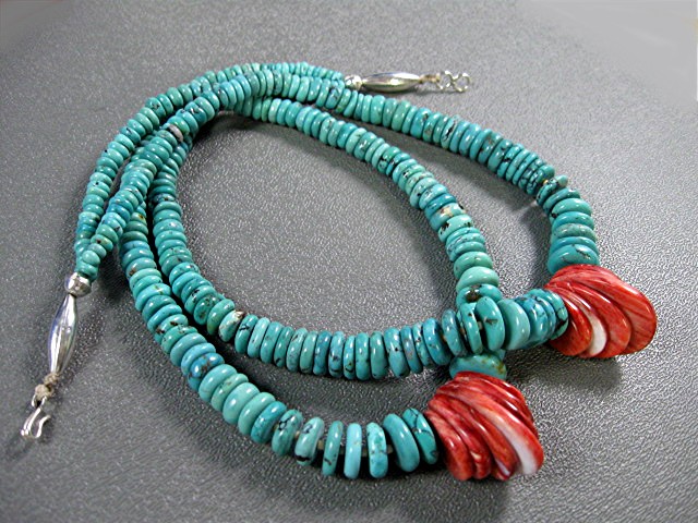 Santo Domingo Hand Crafted Turquoise Coral Necklace