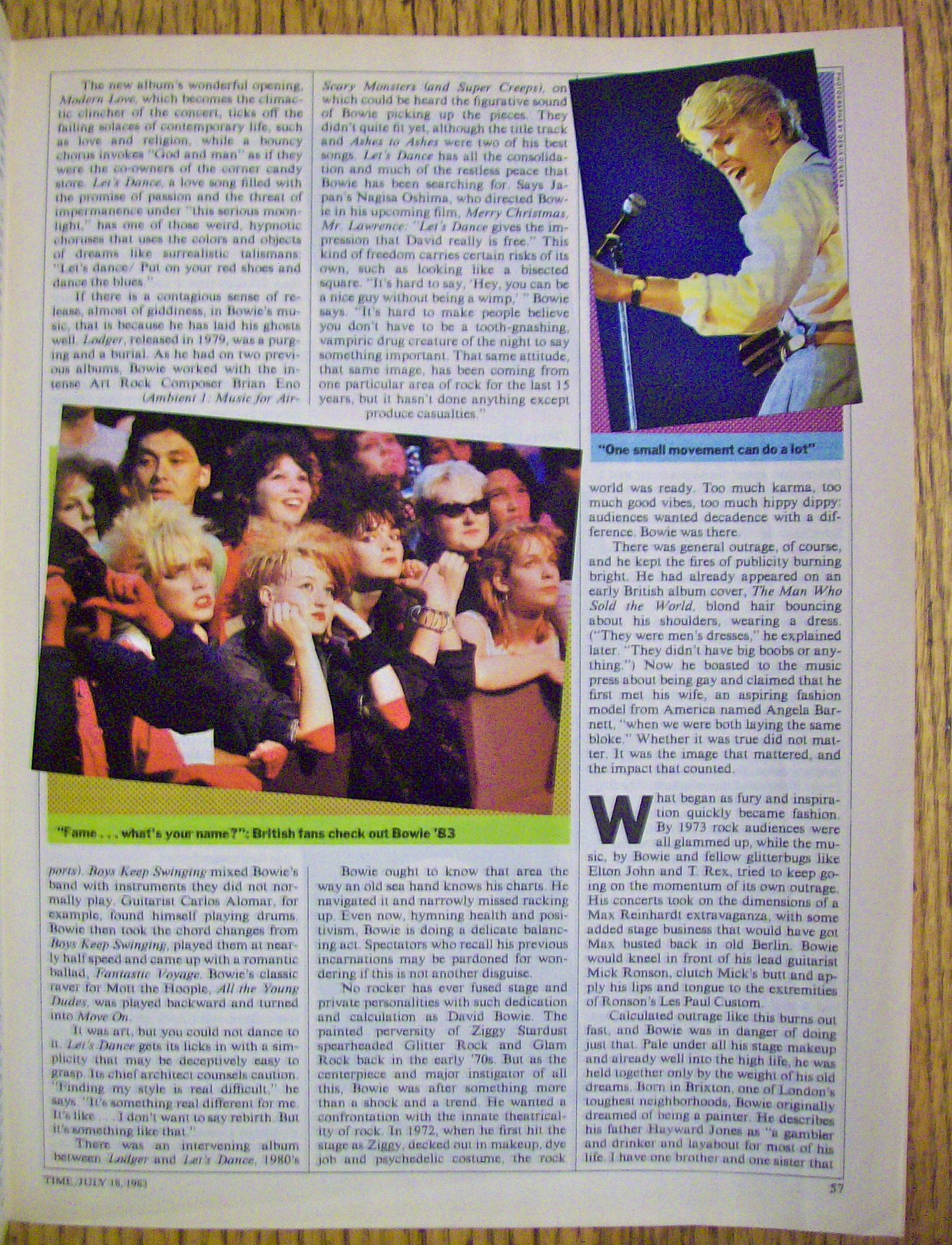 Time Magazine-July 18, 1983-David Bowie