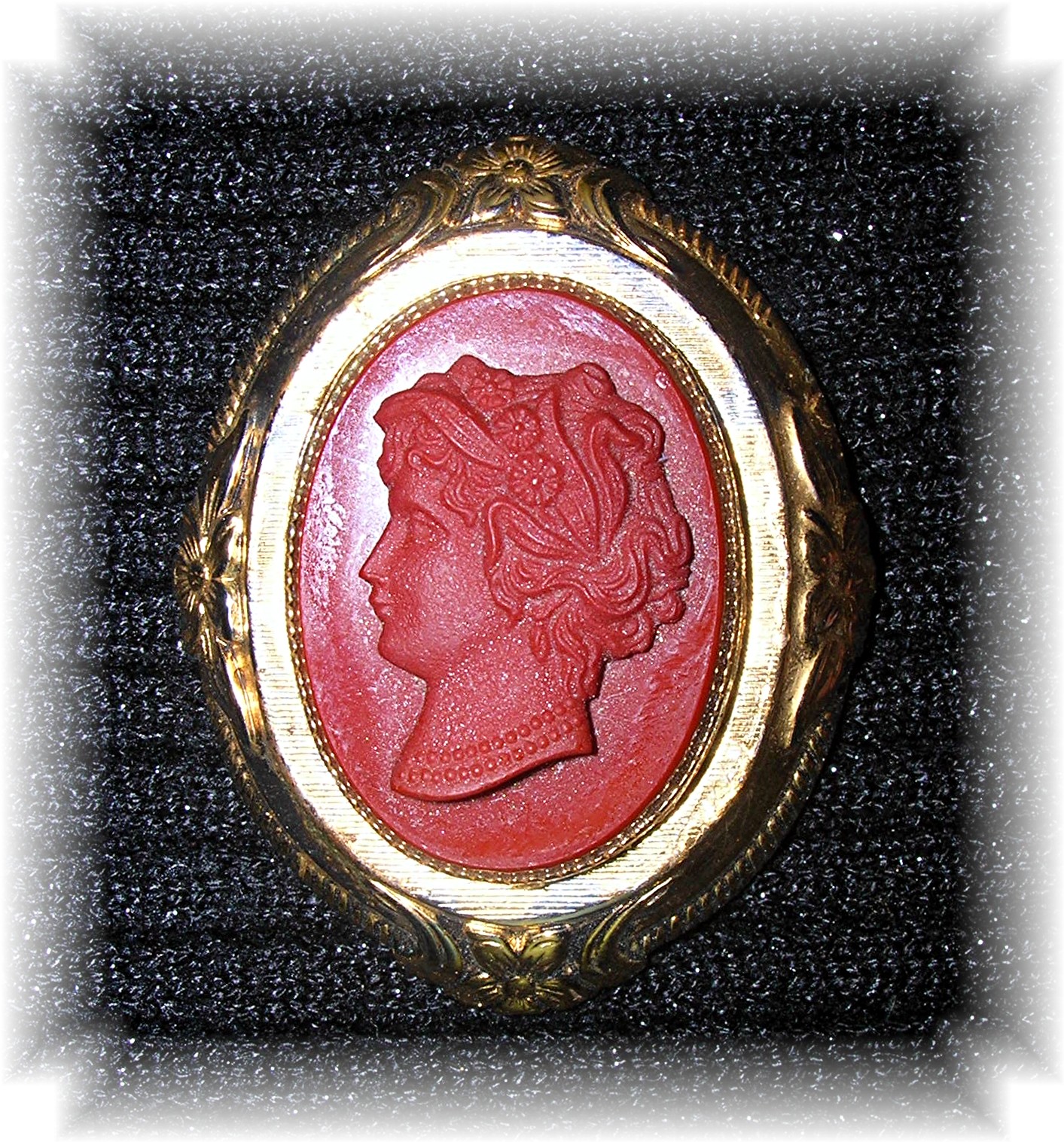 1 7/8 Burnt Orange Glass Cameo Brooch Pin