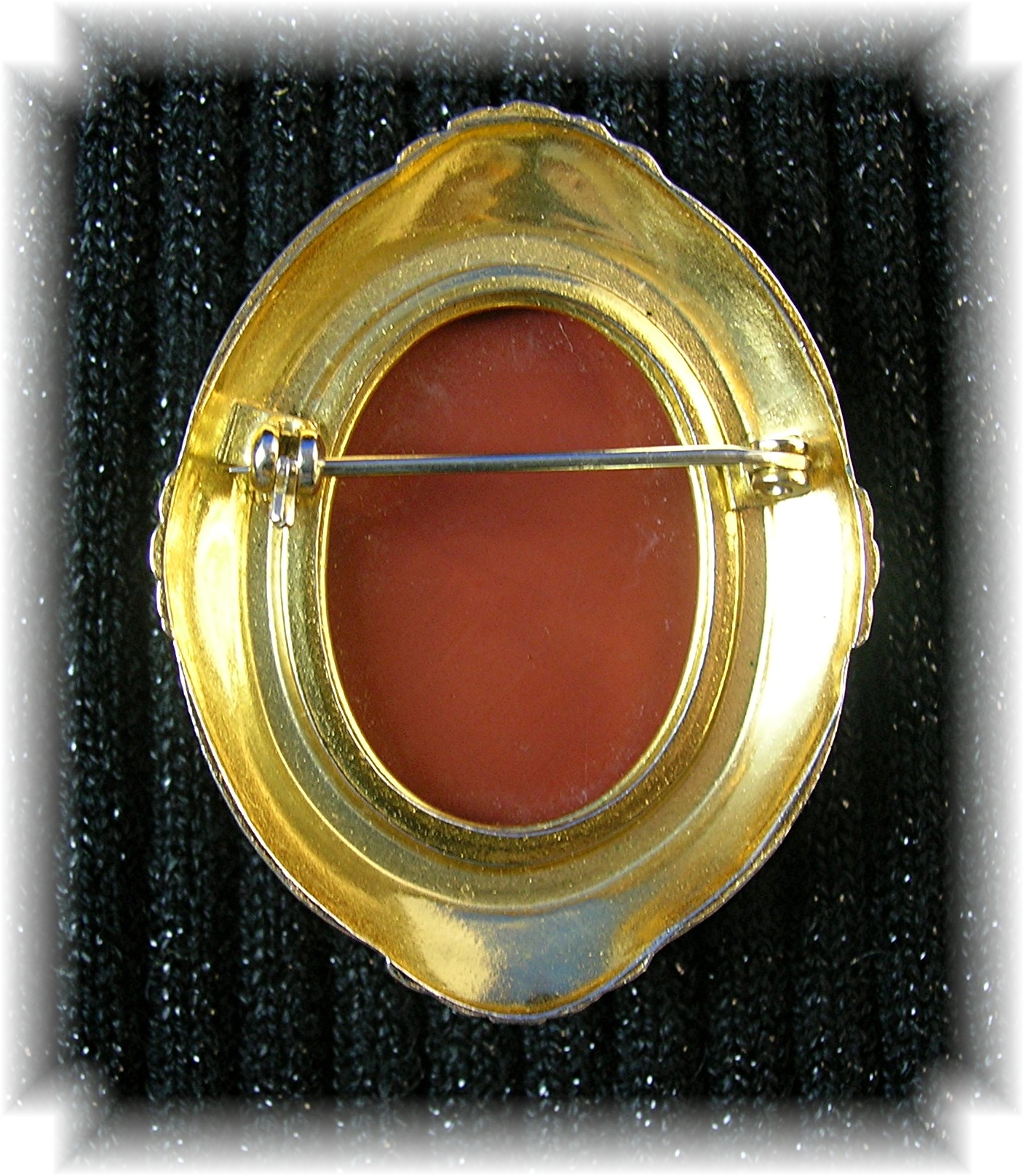 1 7/8 Burnt Orange Glass Cameo Brooch Pin