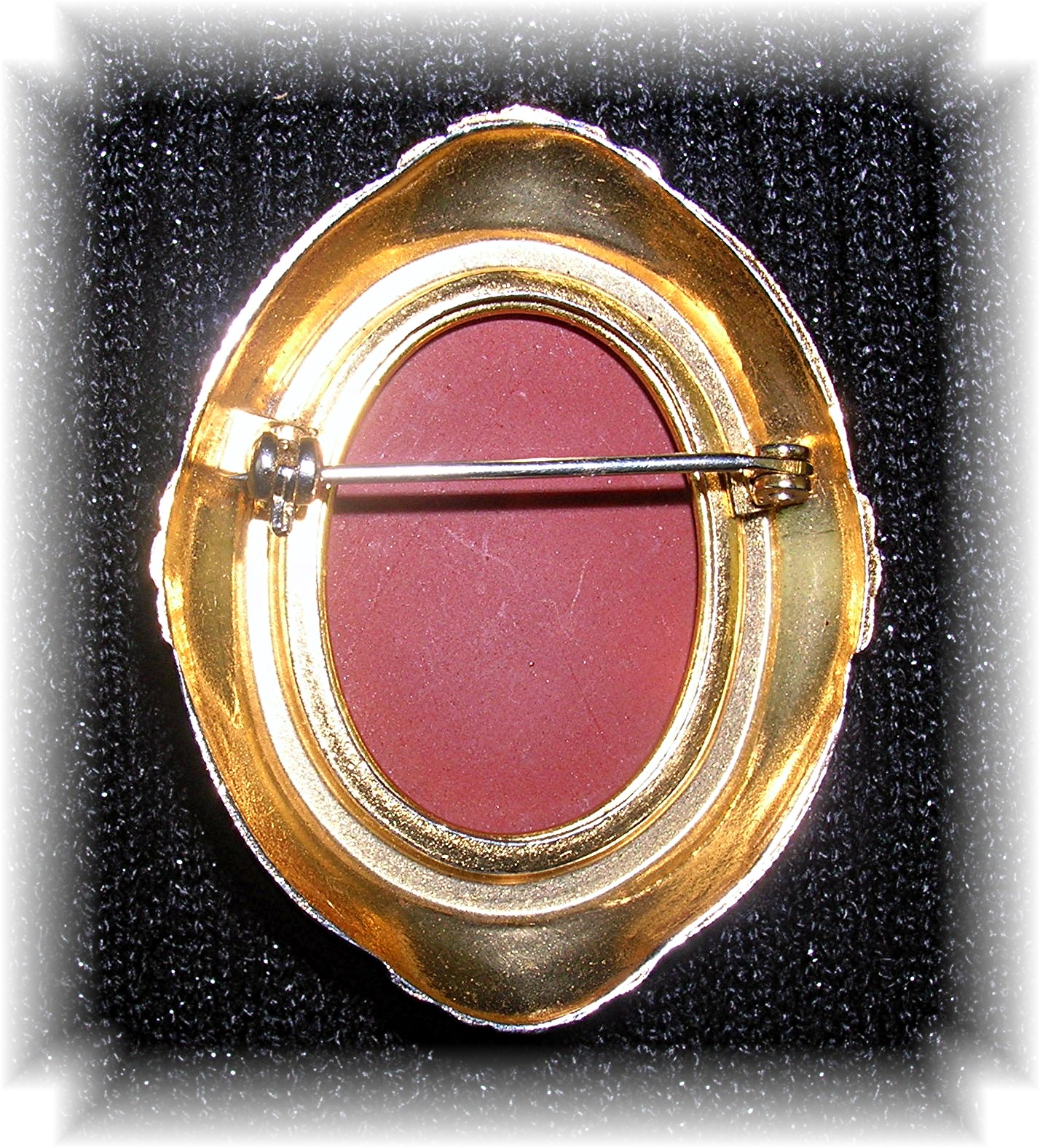 1 7/8 Burnt Orange Glass Cameo Brooch Pin