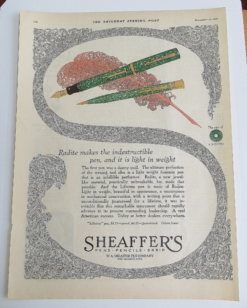 1925 Sheaffer's Pens With Pen & Mechanical Pencil