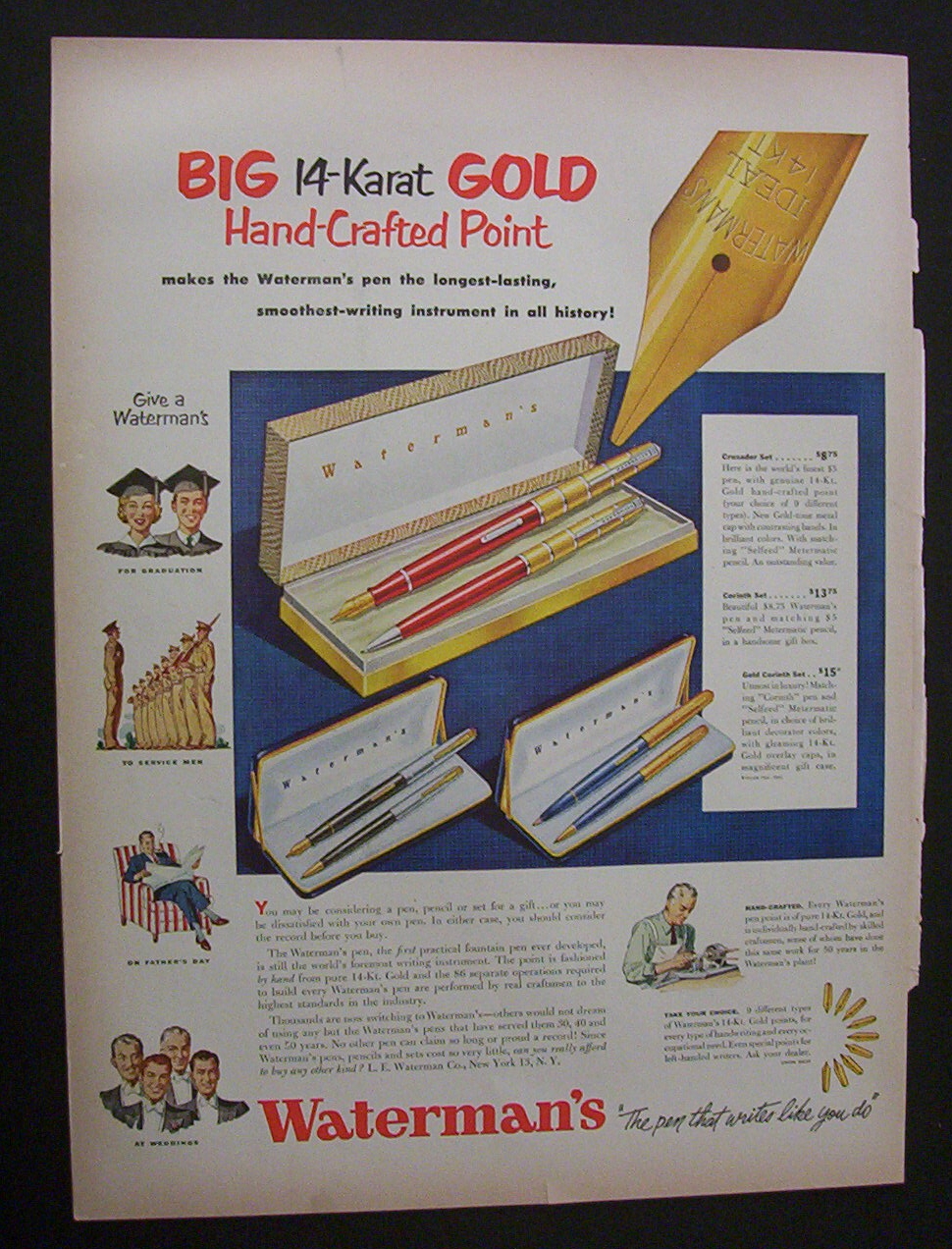 1951 Dual Ad: Waterman's Pens & Puerto Rican Rum
