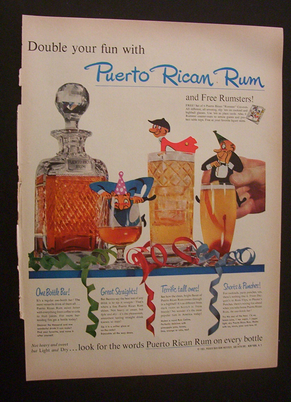 1951 Dual Ad:  Waterman's  Pens  &  Puerto  Rican  Rum