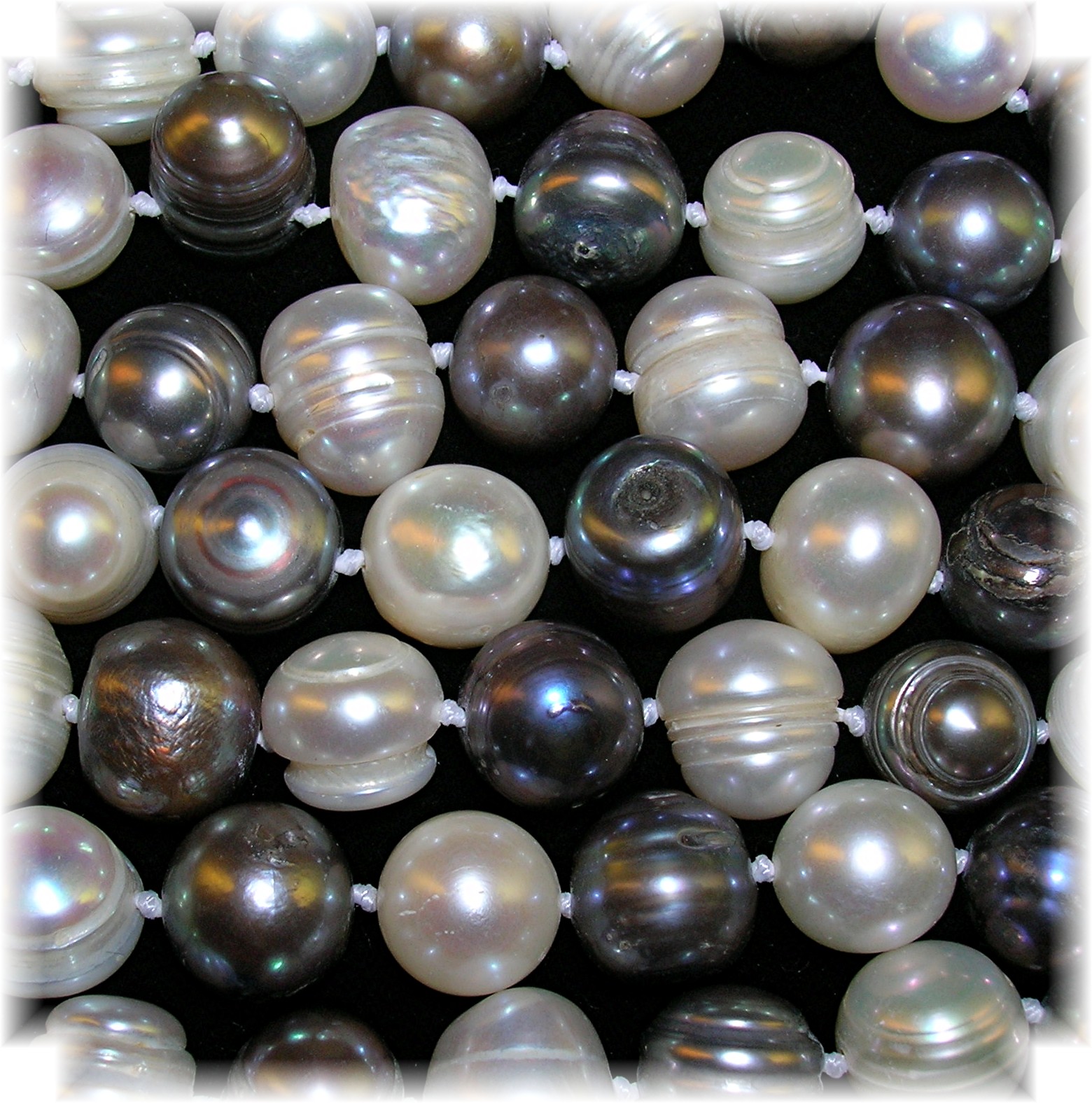 Grey and White 8mm Freshwater Pearl 54 Inch Necklace