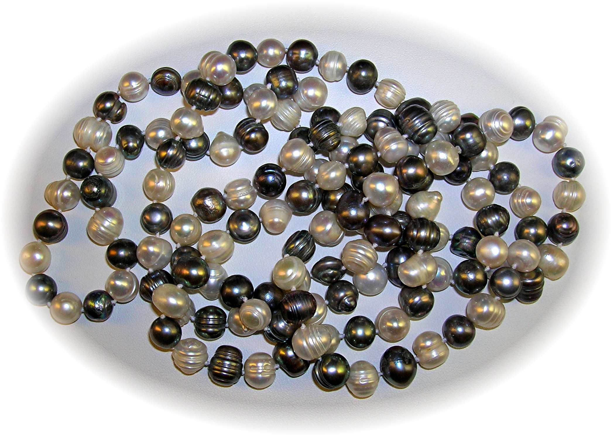 Grey and White 8mm Freshwater Pearl 54 Inch Necklace