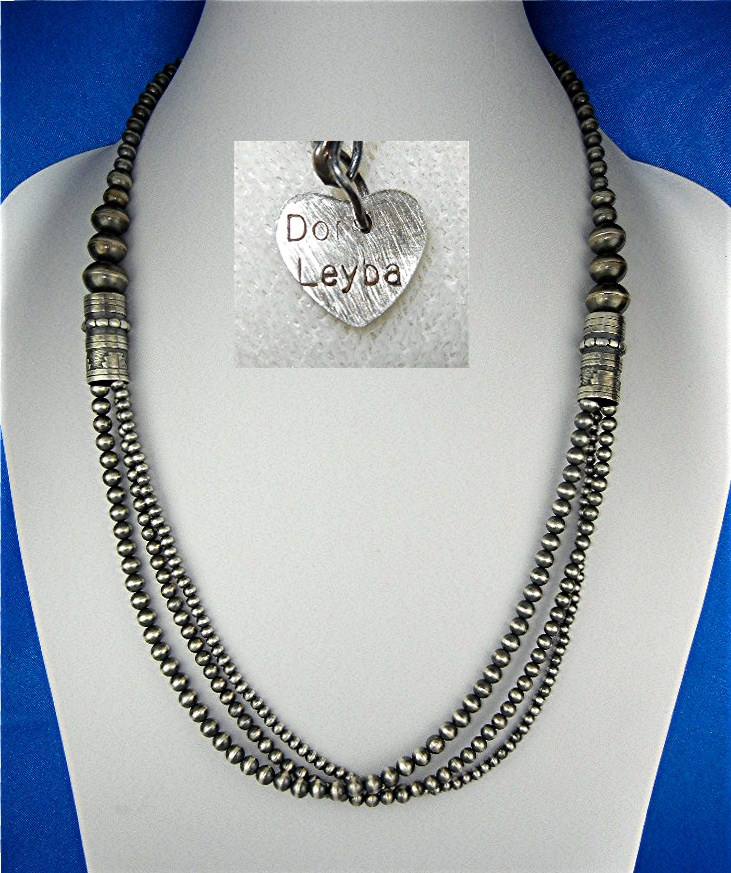 Navajo Pearls Sterling Silver 3 Strands Doreen Leyba