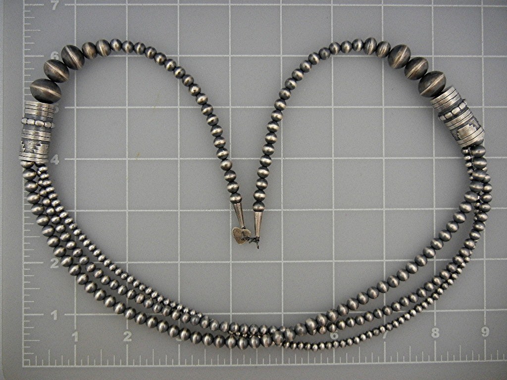 Navajo Pearls Sterling Silver 3 Strands Doreen Leyba
