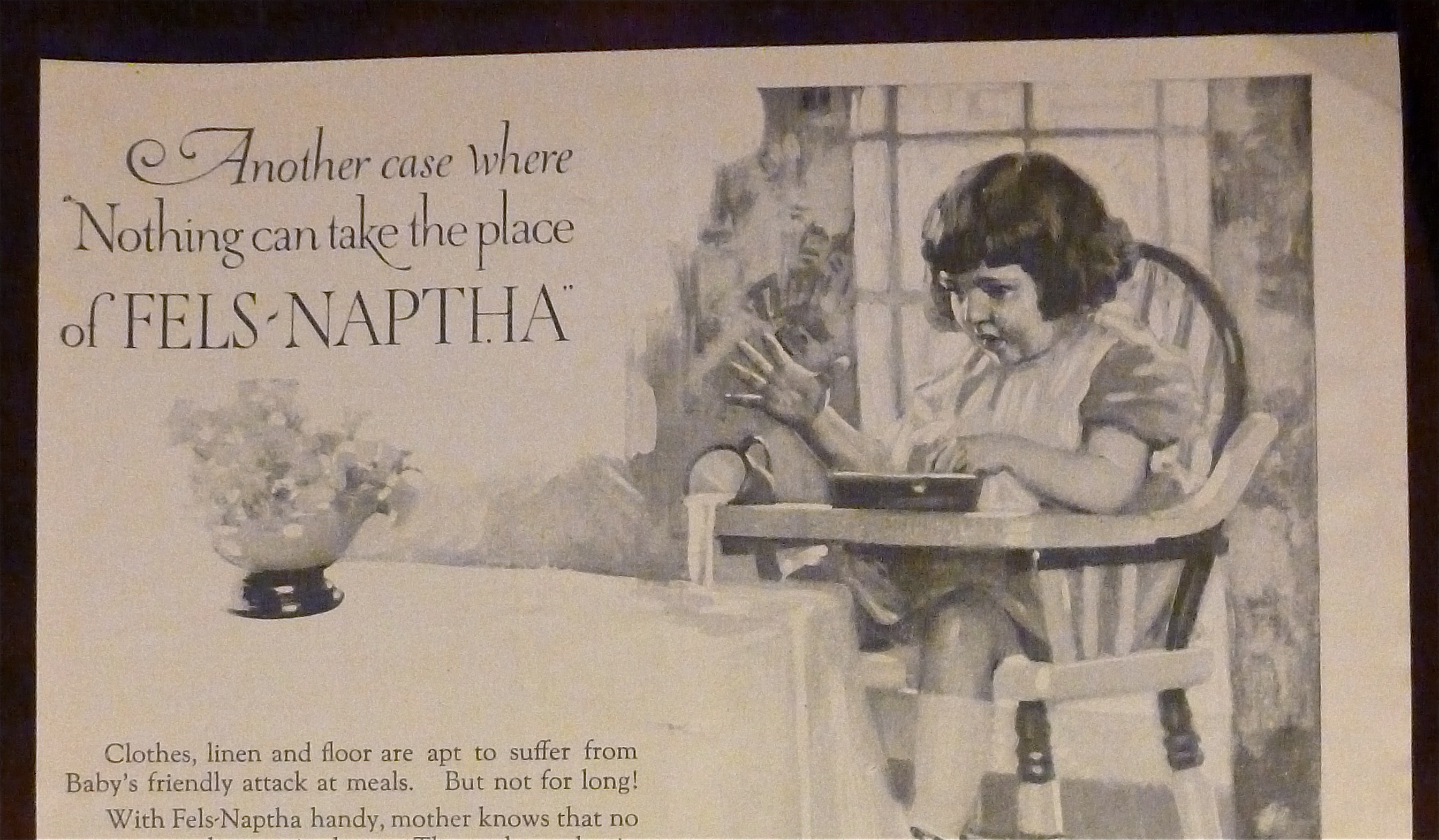 1924 Fels Naptha with Little Girl Sitting in Highchair
