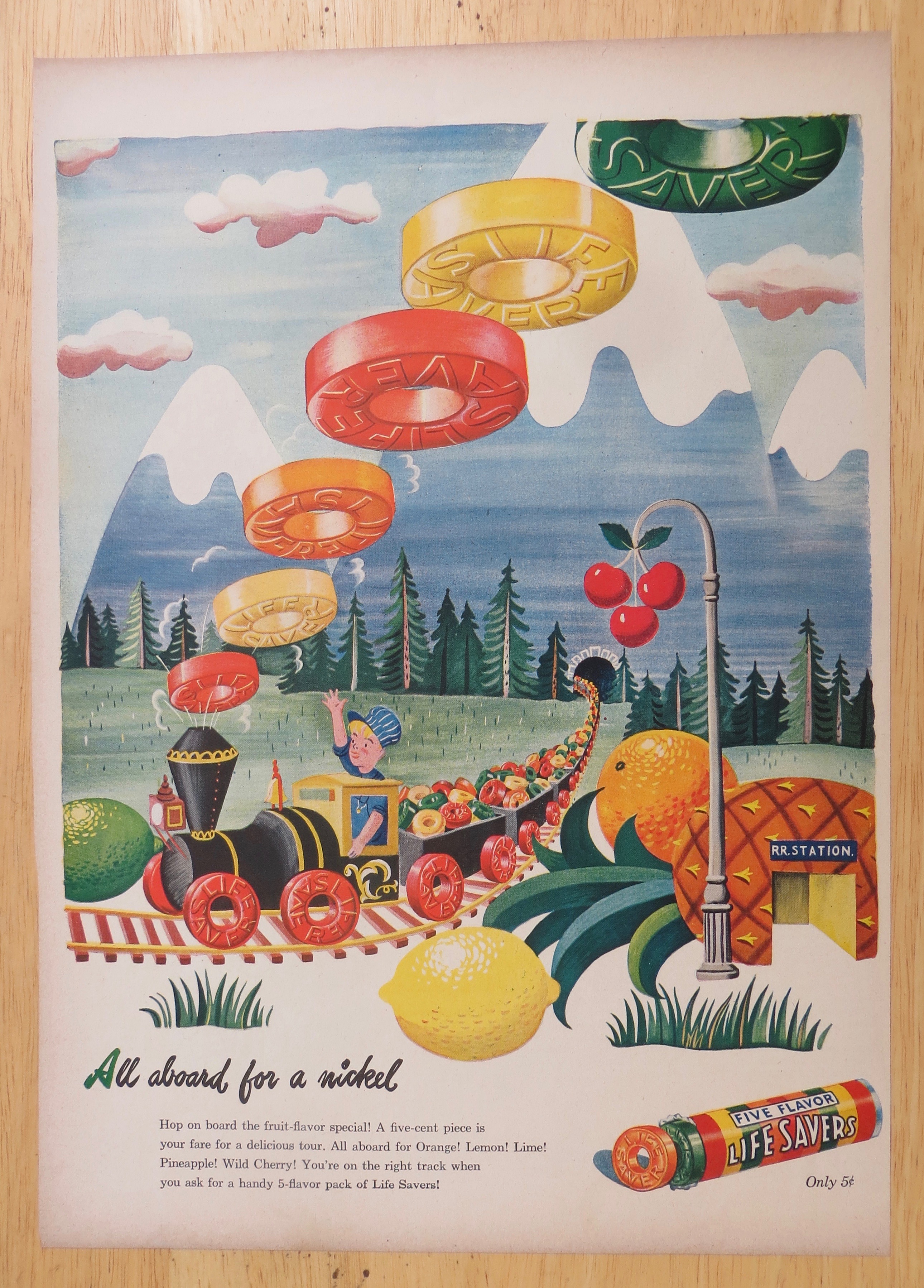 1945 Five Flavor Lifesavers w/ Boy Driving Train