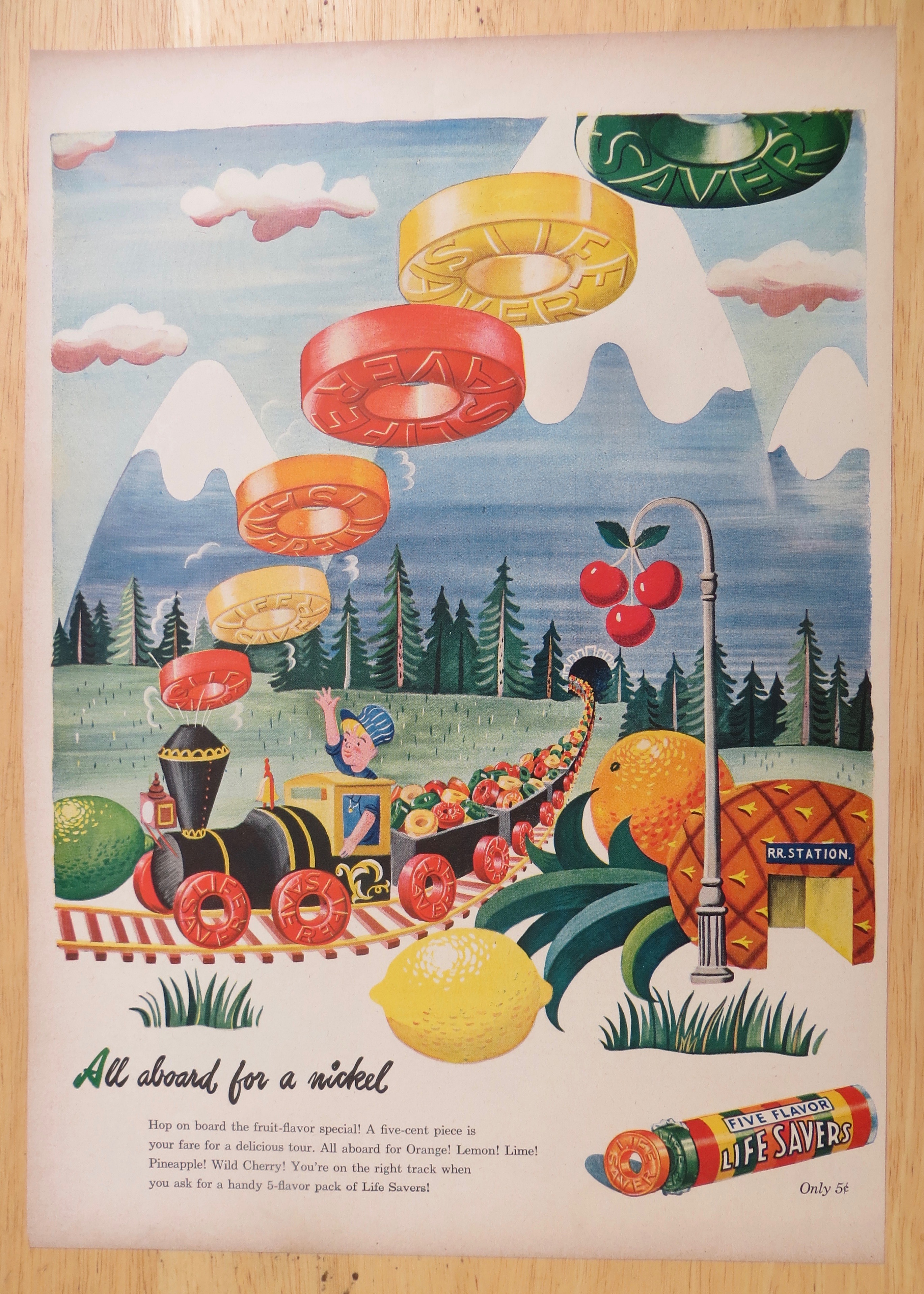 1945 Five Flavor Lifesavers w/ Boy Driving Train