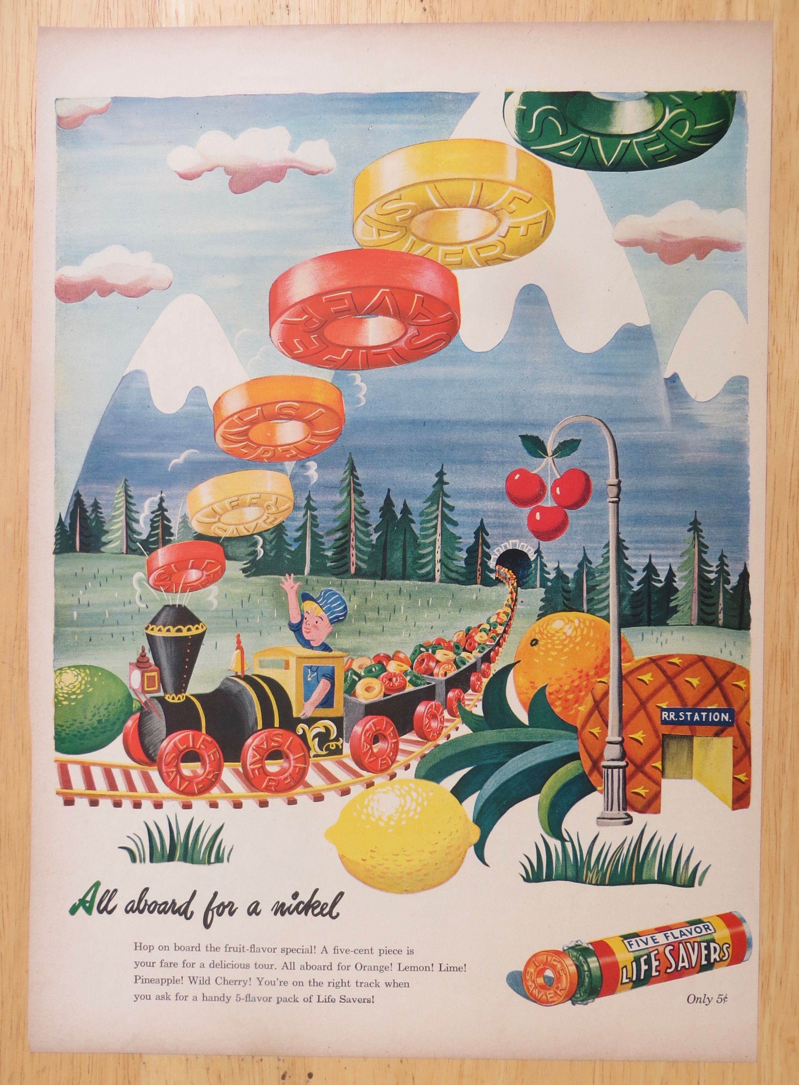 1945 Five Flavor Lifesavers w/ Boy Driving Train