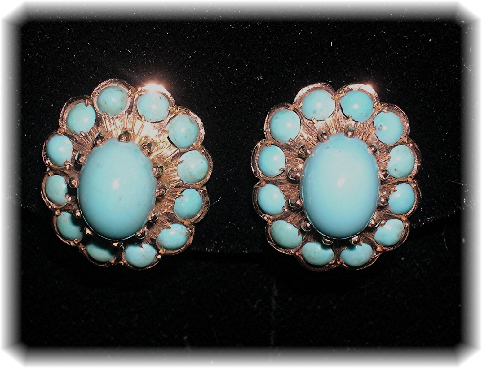 Earrings 14K Gold and Persian Turquoise Clip