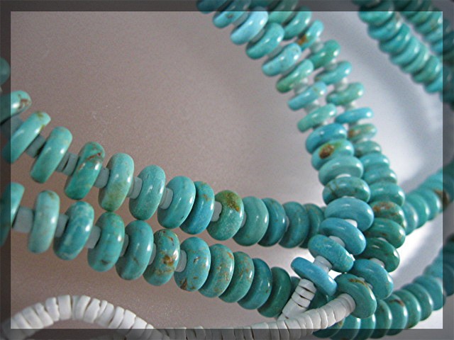 Santo Domingo Hand Crafted  Blue  Turquoise  Heishi
