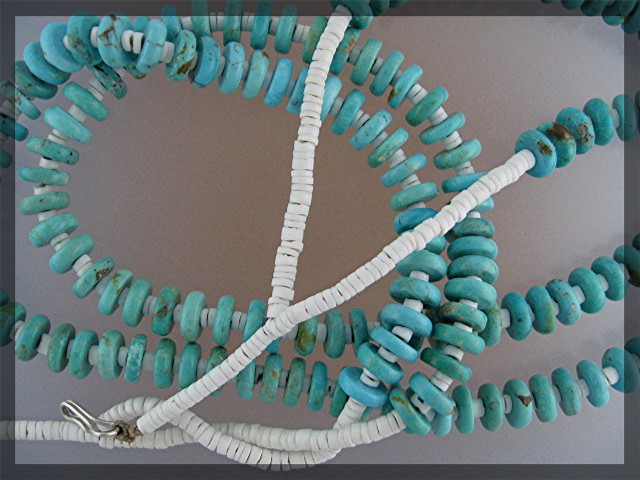 Santo Domingo Hand Crafted  Blue  Turquoise  Heishi
