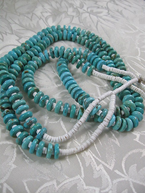 Santo Domingo Hand Crafted  Blue  Turquoise  Heishi