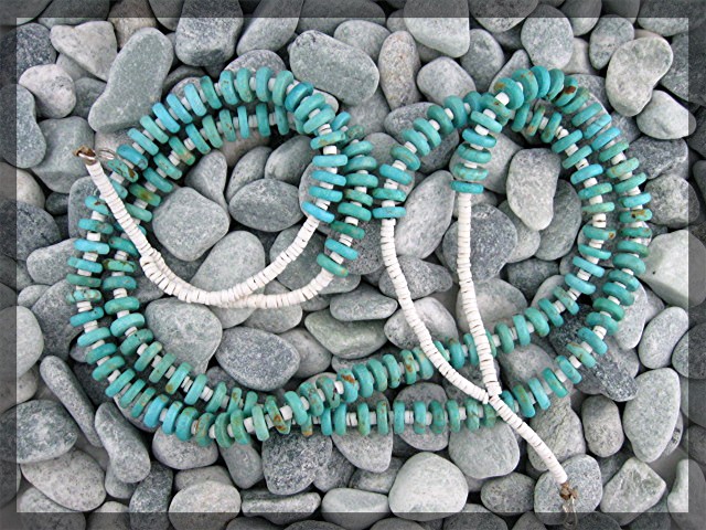 Santo Domingo Hand Crafted  Blue  Turquoise  Heishi