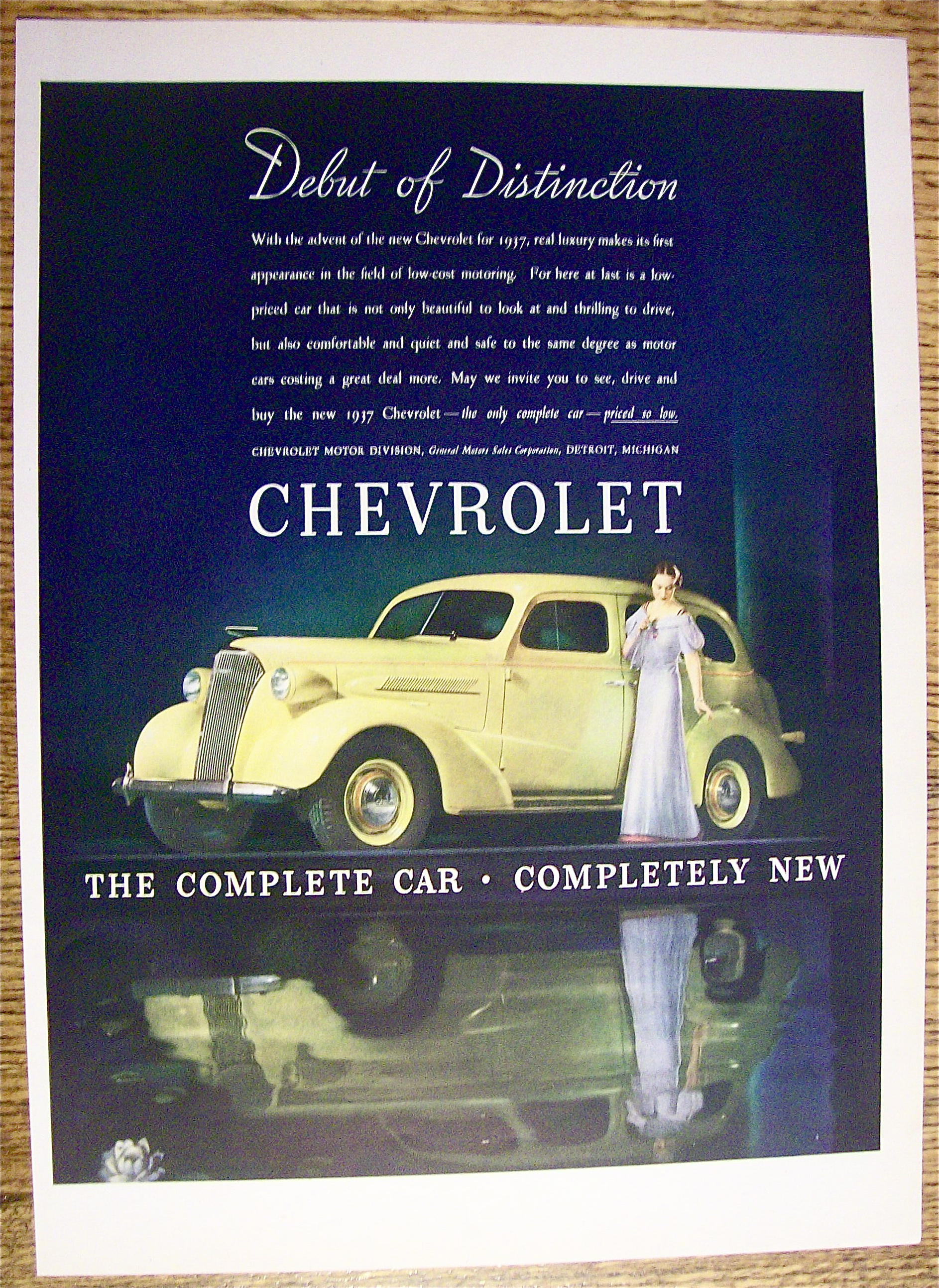 1937 Chevrolet with Lovely Woman Standing By Chevrolet