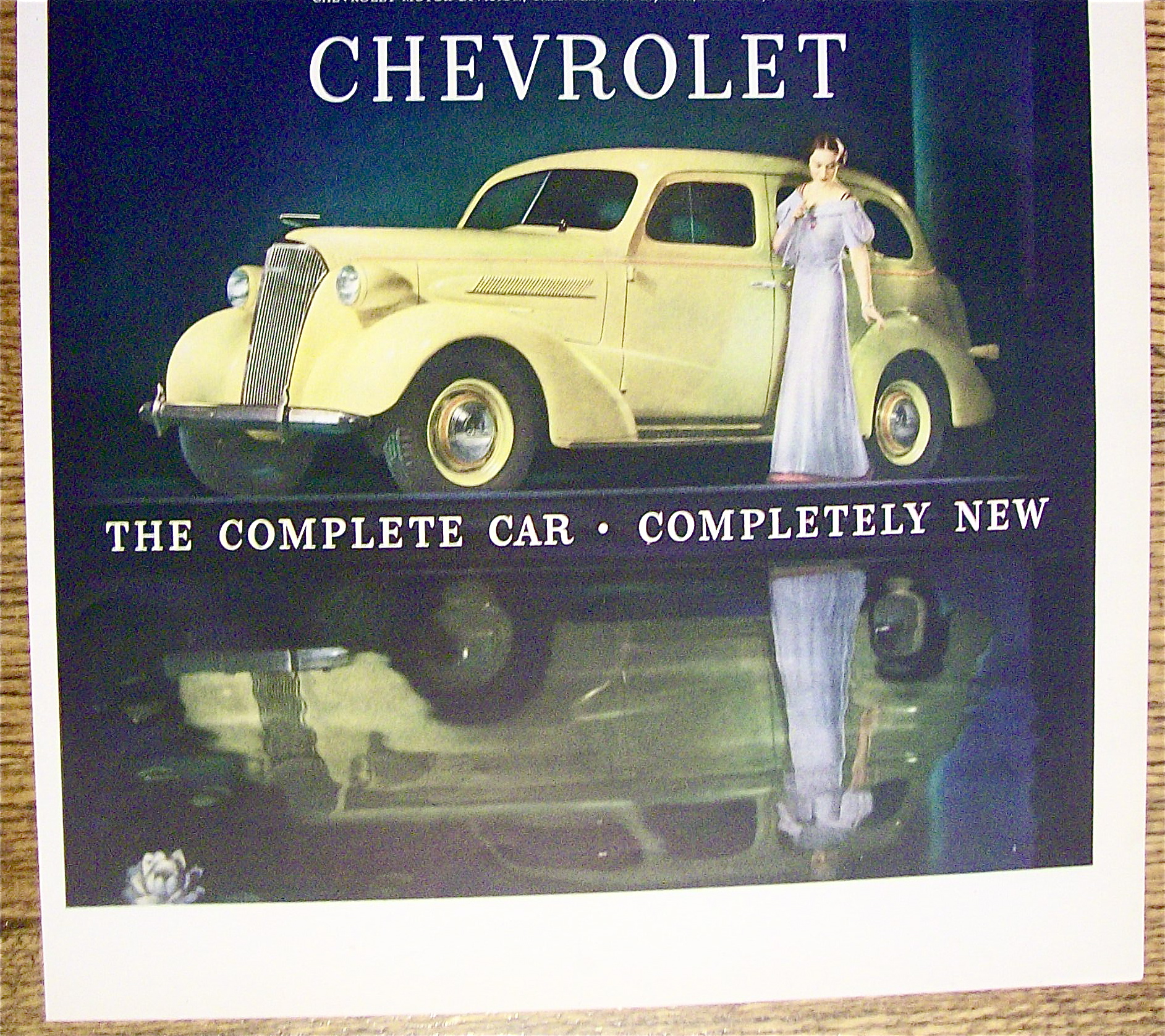 1937 Chevrolet with Lovely Woman Standing By Chevrolet