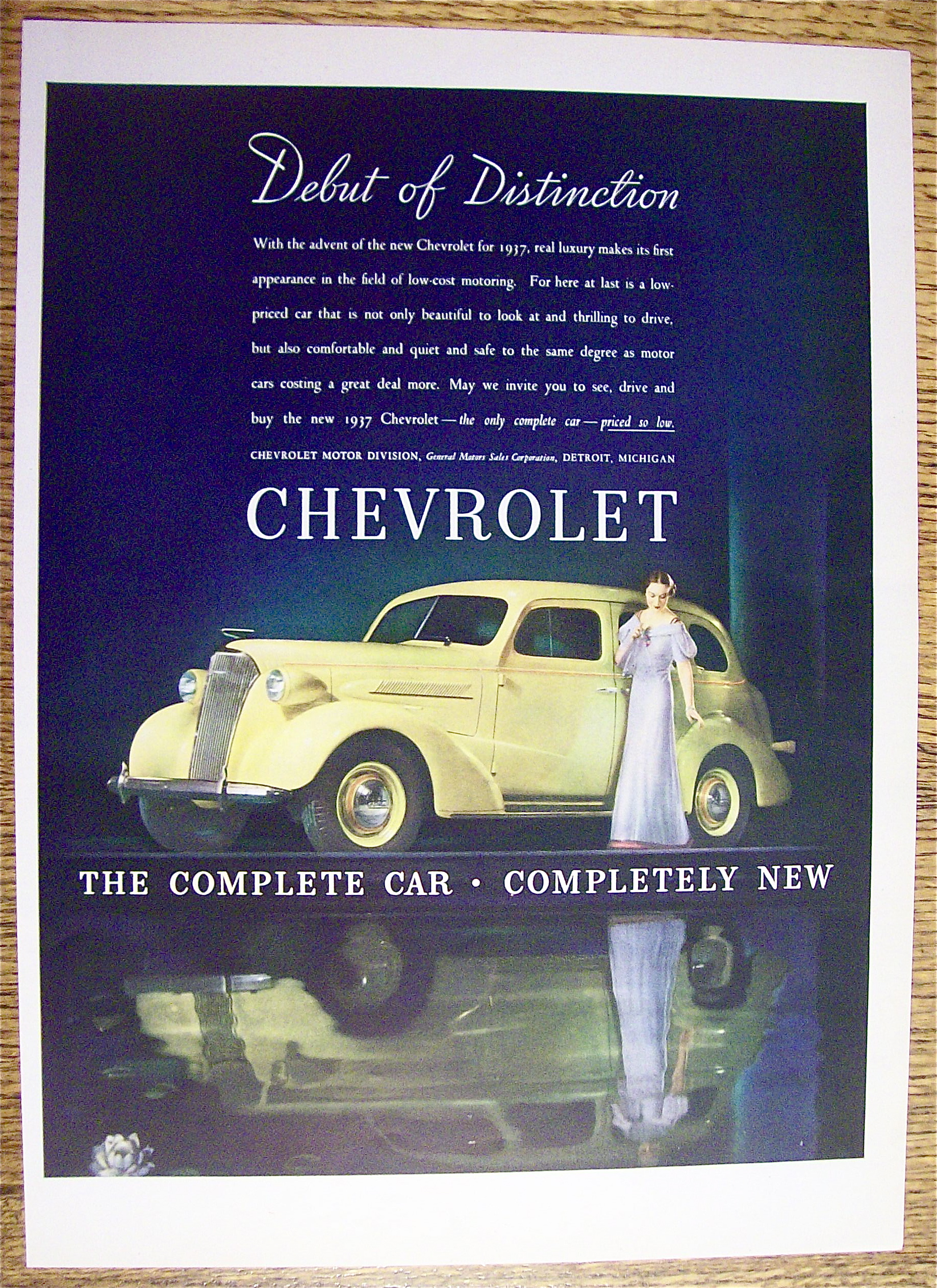 1937 Chevrolet with Lovely Woman Standing By Chevrolet