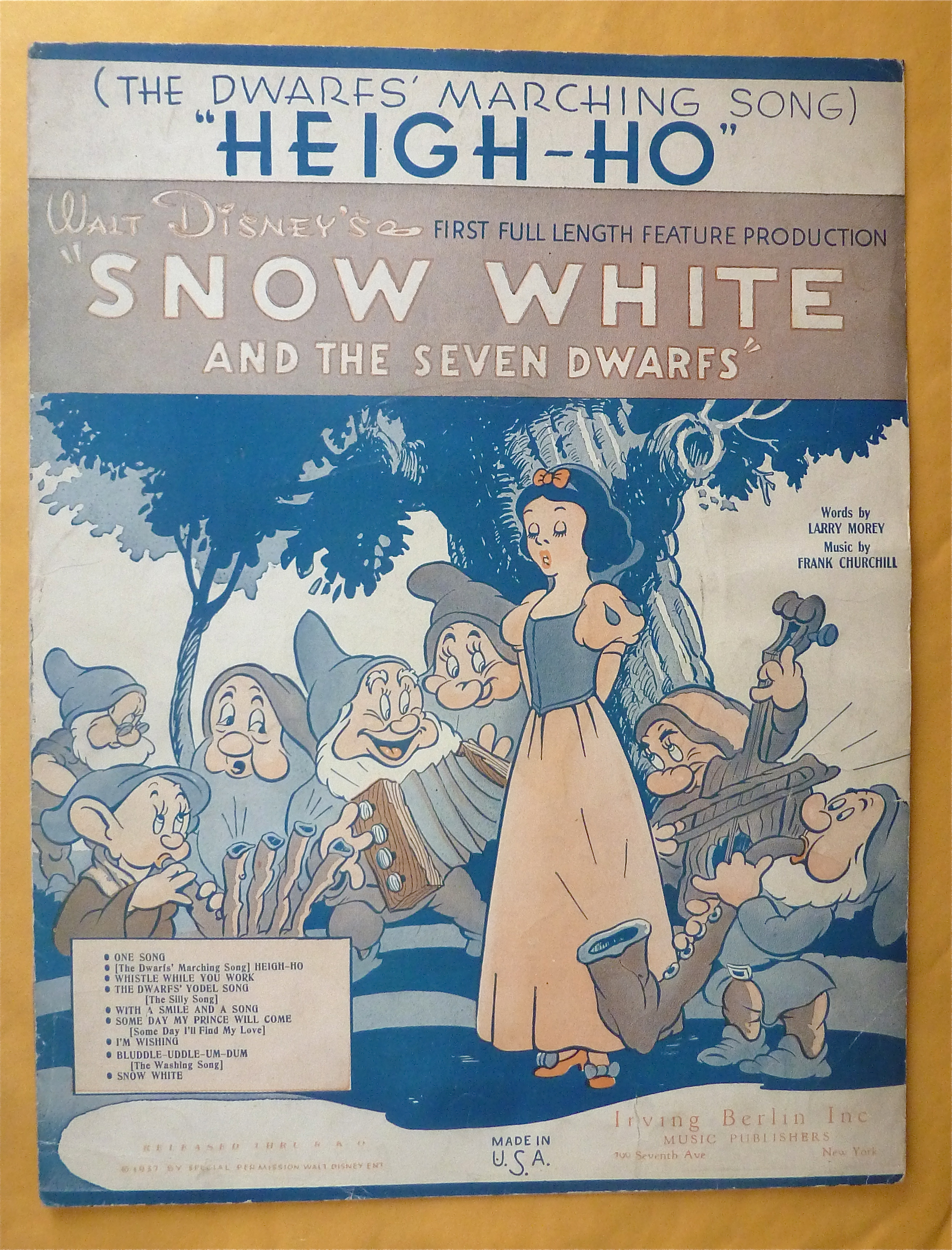 Sheet Music 1937 Heigh-Ho (The Dwarfs' Marching Song)