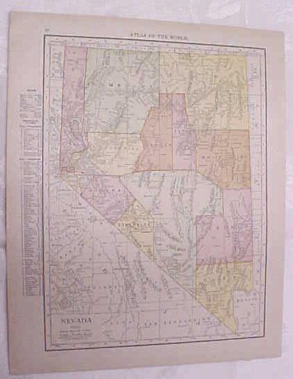 Antique Map Nevada Arizona 1917 Rand McNally