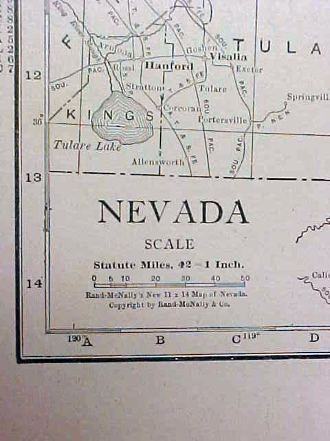 Antique Map Nevada Arizona 1917 Rand McNally
