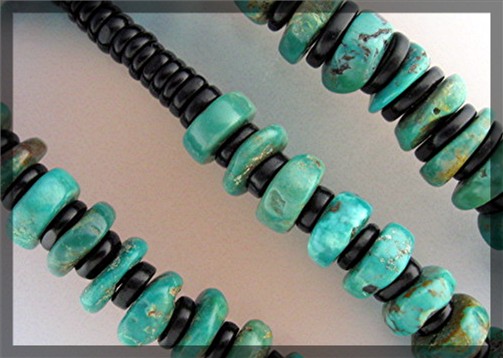 Santo Domingo Hand Crafted  Green Turquoise Onyx Neckla