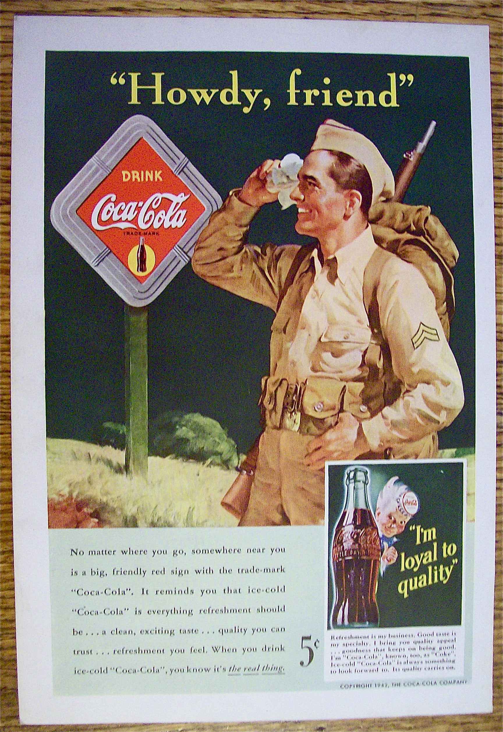 1942 Coca Cola (Coke) with Soldier Wiping His Forehead