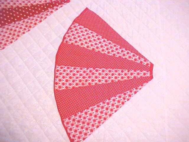 Throw Lap Quilt Wall Hanging Red White Grandmas Fans