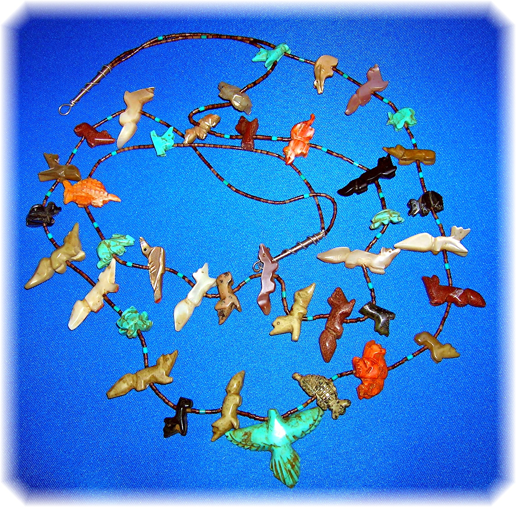 Native American Carved Fetish Heishi Antique Necklace