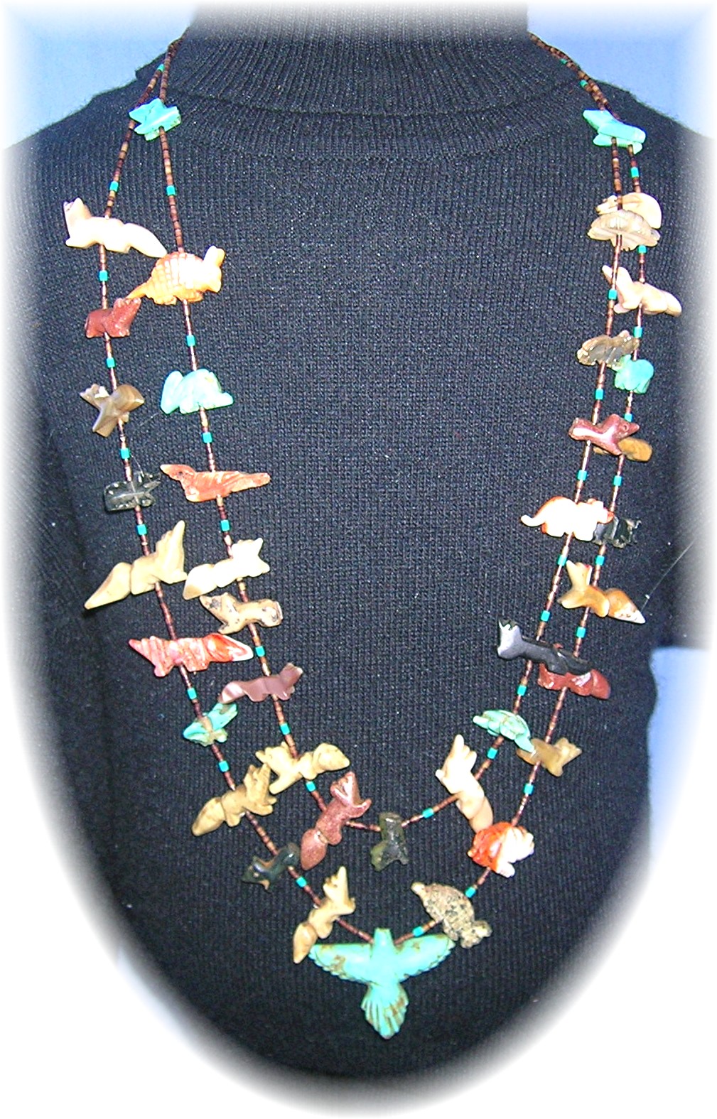 Native American Carved Fetish Heishi Antique Necklace
