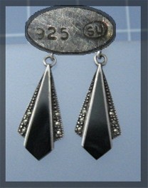 Sterling Silver Marquisite Dange Pierced Earrings SU