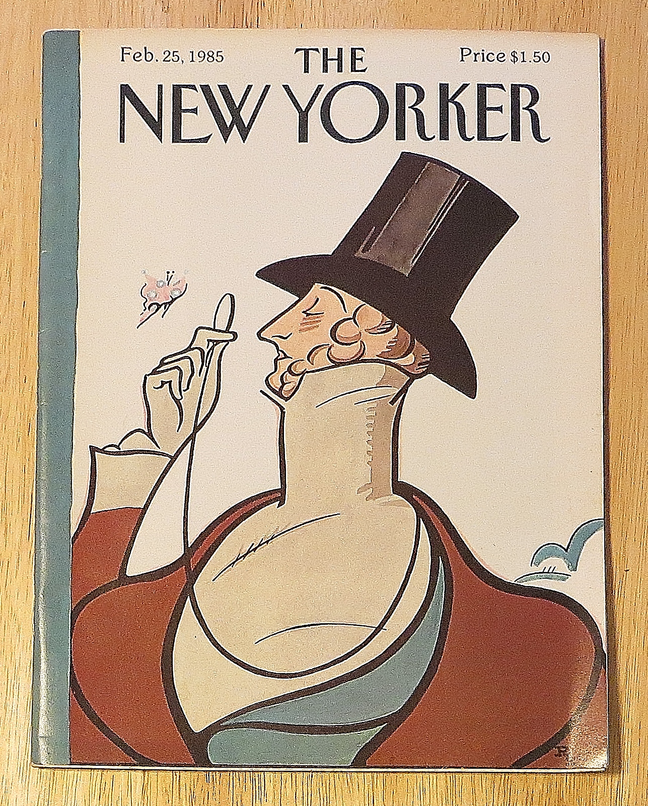 New Yorker Magazine February 25, 1985 Man & Butterfly